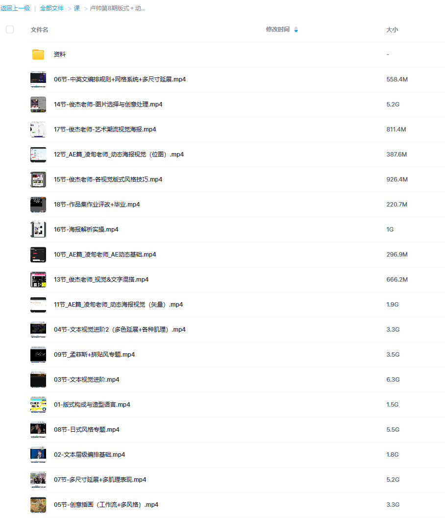 卢帅第8期版式＋动态特训营【画质高清有大部分素材】