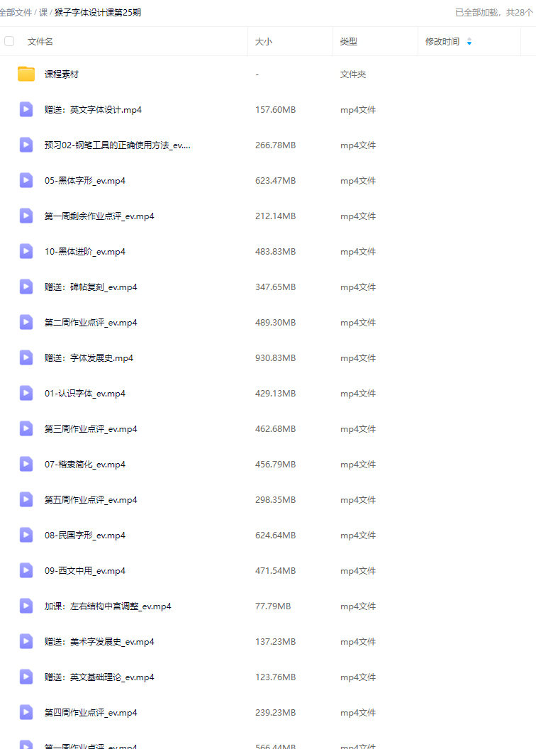 猴子字体设计课第25期2025【画质不错有大部分素材】